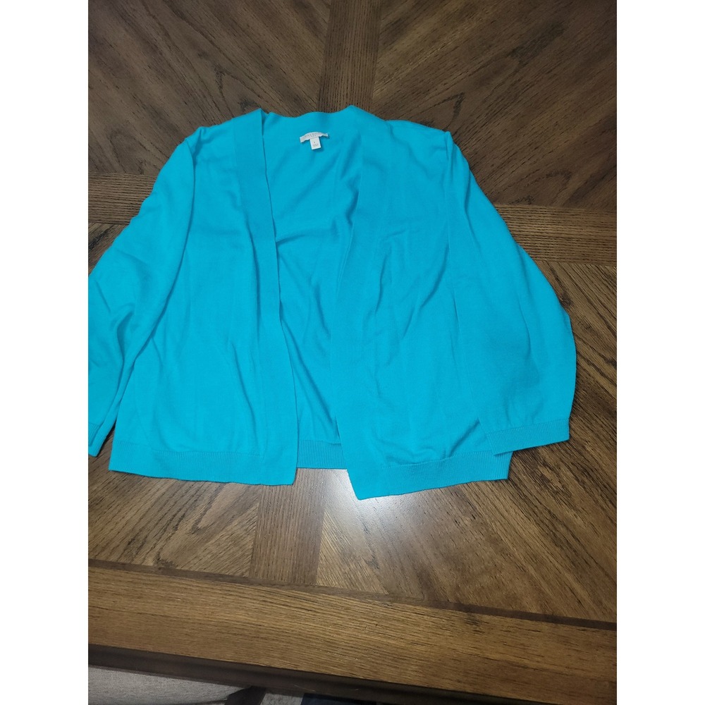 Talbots Women's Teal Blue Cardigan Sweater Size 1 Lightweight Open Front‎